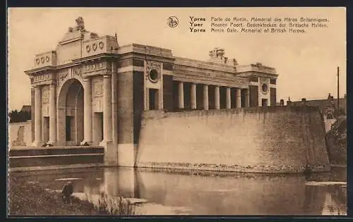 AK Ypres, Porte de Menin, Mémorial des Héros Britanniques