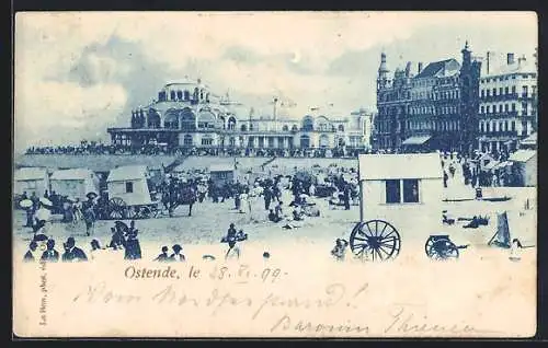 AK Ostende, Strandpartie bei Mondschein