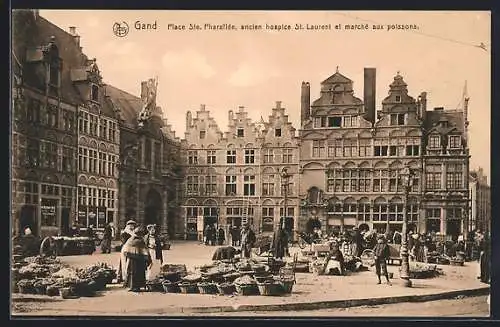 AK Gand, Place Ste. Pharailde, ancien hospice St. Laurent et marché aux poissons