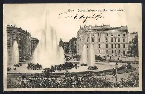 AK Wien, Schwarzenbergplatz mit Hochstrahlbrunnen