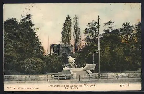AK Wien, Stadtpark, Monument Die Befreiung der Quelle