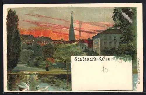 Künstler-AK Wien, Partie im Stadtpark