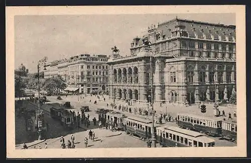 AK Wien, Opernring mit Strassenbahnen