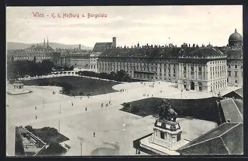 AK Wien, Hofburg und Bugplatz aus der Vogelschau