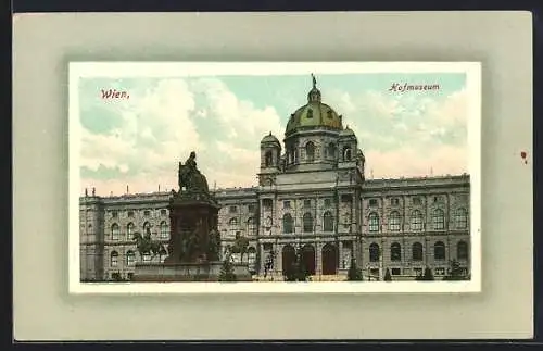 AK Wien, Hofmuseum mit Denkmal
