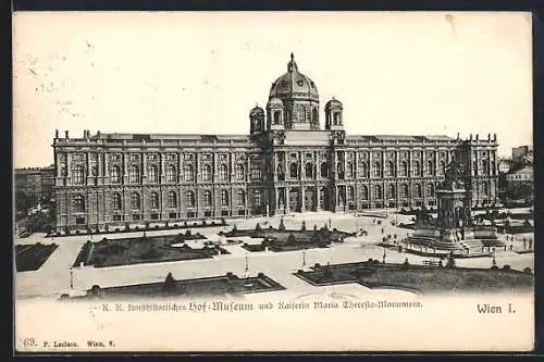 AK Wien, Kunsthistorisches Hof-Museum und Maria Theresia-Monument