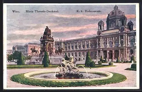 AK Wien, Hof-Museum und Maria Theresia-Denkmal