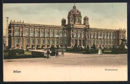 AK Wien, Hofmuseum mit Reiterdenkmal