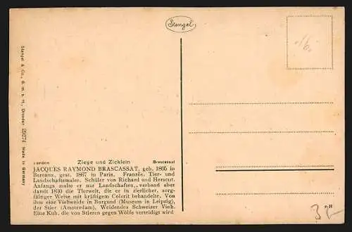 Künstler-AK Stengel & Co. Nr. 29274: Eine Bergziege mit Zicklein