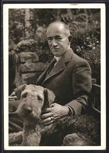 AK Edvard Benes mit Hund