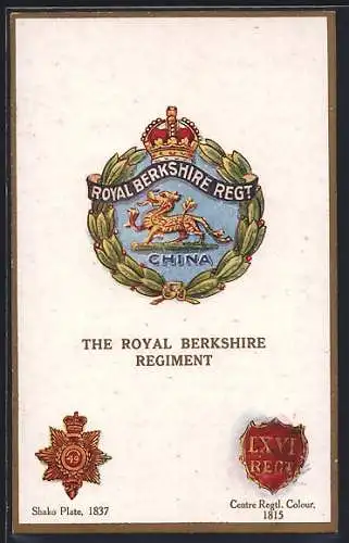 AK Britisches Regiment, The Royal Berkshire Regiment, Shako Plate 1837