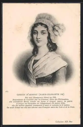 AK Corday D` Armont (Marie-Charlotte de) von Frankreich