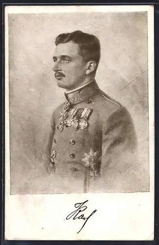 AK Rotes Kreuz Kriegsfürsorge Nr.: 615, Portrait Kaiser Karl von Österreich