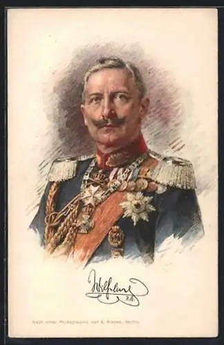 AK Portrait Kaiser Wilhelm II., Rotes Kreuz