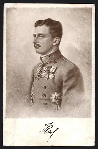 AK Rotes Kreuz Kriegsfürsorge Nr.: 615, Portrait Kaiser Karl von Österreich