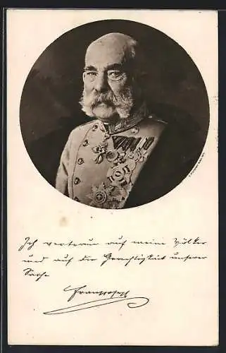 AK Porträt Kaiser Franz Josef I. von Österreich in Uniform