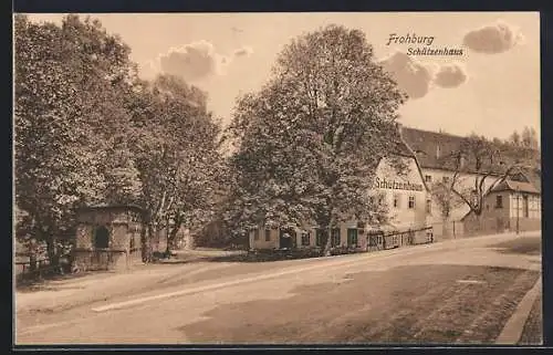 AK Frohburg, Gasthof Schützenhaus mit Strassenpartie