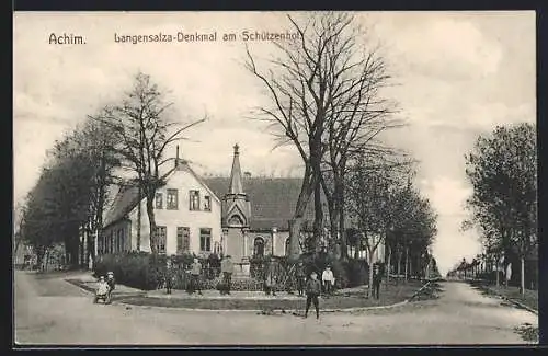 AK Achim / Verden, Langensalza-Denkmal am Restaurant Schützenhof