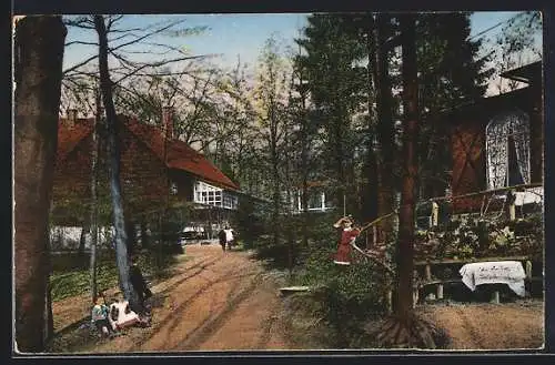 AK Georgsmarienhütte, Kinder vor dem Gasthaus Schützenhaus