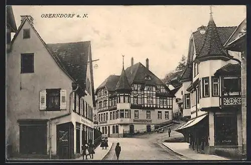 AK Oberndorf a. N., Strassenansicht mit Gasthof zum Schützen