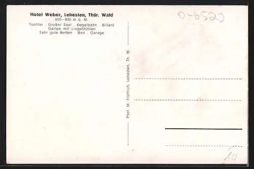 AK Lehesten /Thür. Wald, Hotel Weber, Grosser Speisesaal, Innenansicht