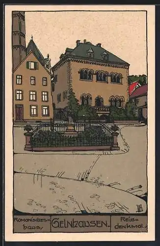 Steindruck-AK Gelnhausen, Romanisches Haus, Reisdenkmal