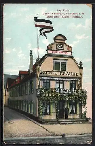 AK Rüdesheim /Rh., Hotel Traube A. Kneib mit Strasse