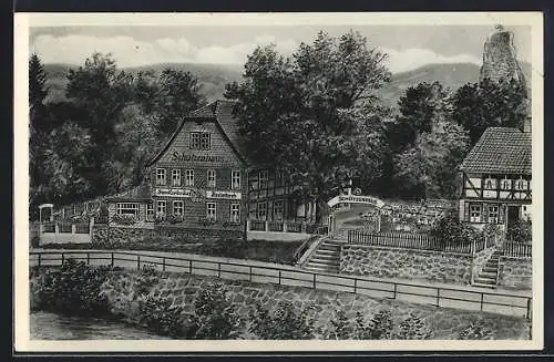 Künstler-AK Osterode a. Harz, Gasthaus Schützenhaus