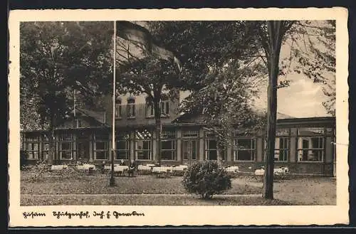 AK Husum / Nordsee, Gaststätte Schützenhof F. Geerken mit Garten