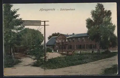 AK Harzgerode, Gaststätte Schützenhaus F. Dippe mit Garten