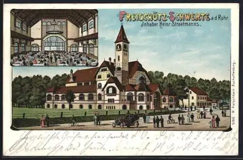 Lithographie Schwerte / Ruhr, Gasthaus Freischütz