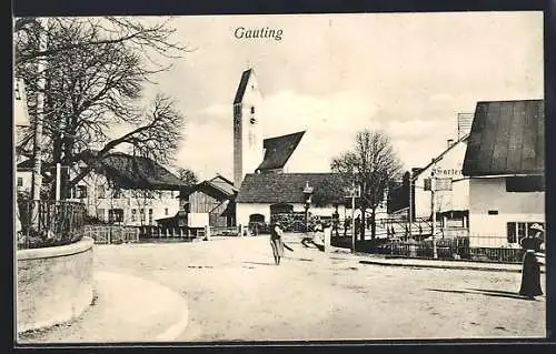 AK Gauting, Ortspartie mit Kirche