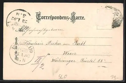 Lithographie Giesshübl-Sauerbrunn, Trinkhalle, davor Blumenbeete