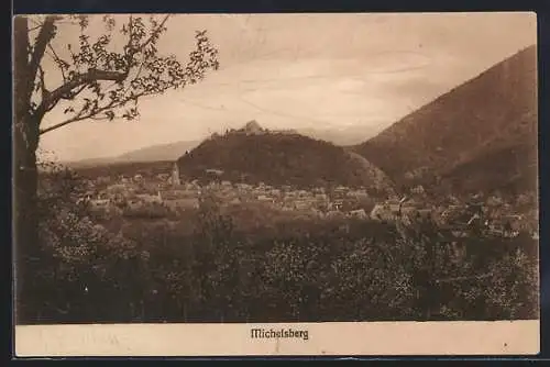 AK Michelsberg, Ortsansicht mit Kirche und Burg