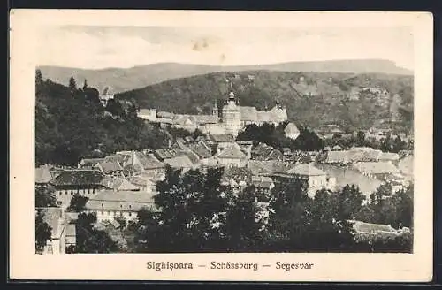 AK Schässburg, Blick über die Dächer der Ortschaft