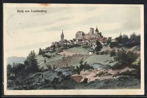 Künstler-AK Leuchtenberg, Ortspanorama