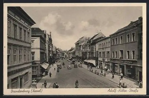AK Brandenburg /Havel, Strasse mit Geschäft Möbel Seibmann