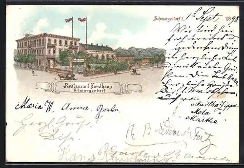 Lithographie Schmargendorf / Wilmersdorf, Das Restaurant Forsthaus