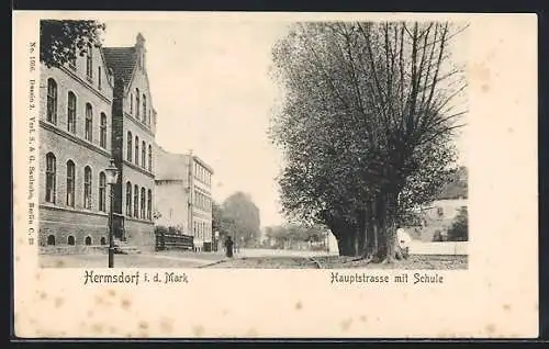 AK Hermsdorf / Reinickendorf, Hauptstrasse mit Schule