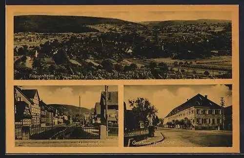 Klapp-AK Friesenheim / Baden, Gasthaus zur Krone v. K. Hissin, Hauptstrasse, Gesamtansicht
