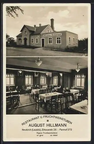 AK Neukirch /Lausitz, Restaurant von August Hillmann in der Zittauerstrasse 25