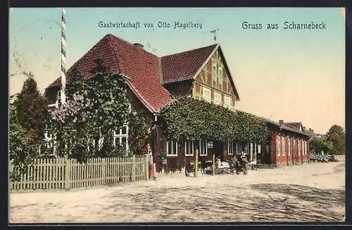 AK Scharnebeck, Gaststätte Otto Hagelberg mit Strasse