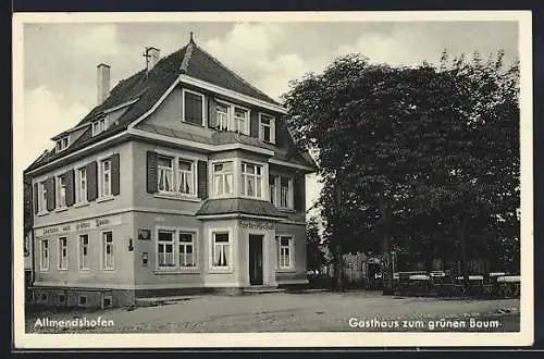 AK Allmendshofen, Gasthaus zum grünen Baum mit Garten