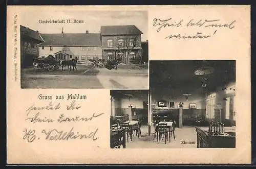 AK Mahlum, Gasthaus von H. Bosse, Innenansicht