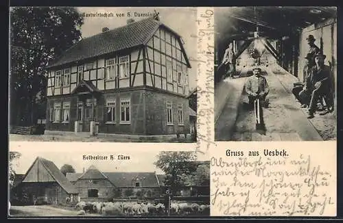 AK Vesbeck, Gasthaus von H. Duensing, Gehöft von H. Lüers