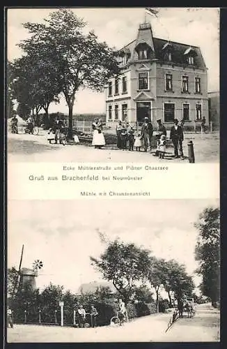 AK Brachenfeld b. Neumünster, Ecke Mühlenstrasse und Plöner Chaussee