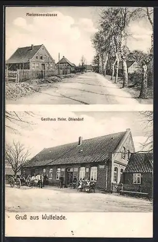 AK Wulfelade, Gasthaus von Heinr. Ohlendorf, Partie in der Marienseeerstrasse