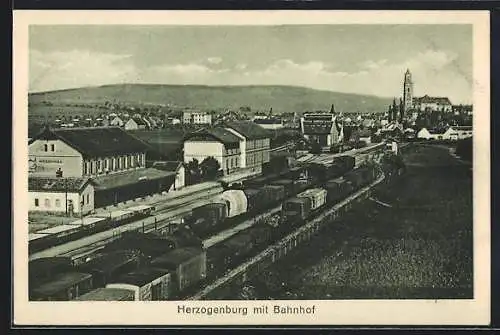 AK Herzogenburg, Ortsansicht mit dem Bahnhof