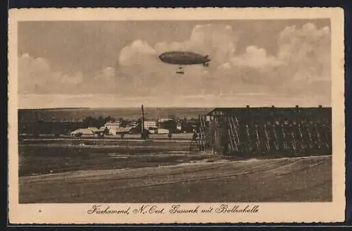 AK Fischamend /N.-Oest., Gaswerk mit Ballonhalle