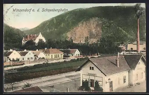 AK Winzendorf a. d. Schneebergbahn, Blick auf den Bahnhof